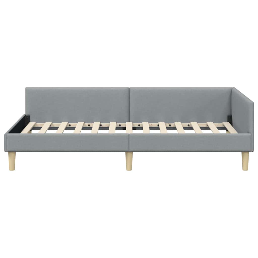 Corner Bed Frame Other with Headboard Light grey 90 x 190 cm