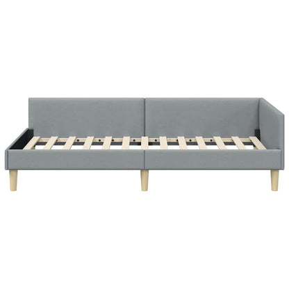 Corner Bed Frame Other with Headboard Light grey 90 x 190 cm
