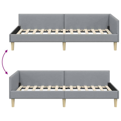 Corner Bed Frame Other with Headboard Light grey 90 x 190 cm