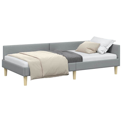 Corner Bed Frame Other with Headboard Light grey 90 x 190 cm