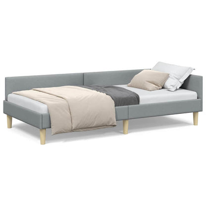 Corner Bed Frame Other with Headboard Light grey 90 x 190 cm