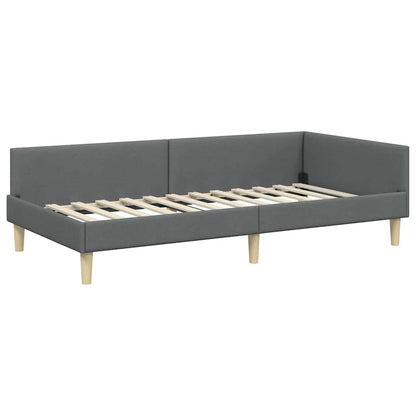 Corner Bed Frame with Headboard Dark grey 90 x 190 cm Fabric