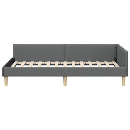 Corner Bed Frame with Headboard Dark grey 90 x 190 cm Fabric