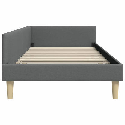 Corner Bed Frame with Headboard Dark grey 90 x 190 cm Fabric