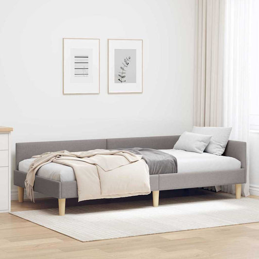 Corner Bed Frame with Headboard Taupe 90 x 190 cm Fabric