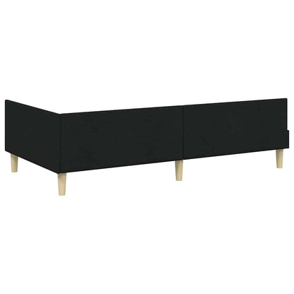 Corner Bed Frame Black 90 x 200 cm Fabric and Engineered wood