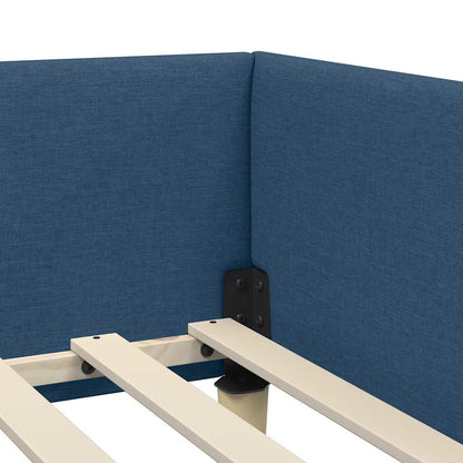 Corner Bed Frame Blue 90 x 200 cm Fabric and Engineered wood