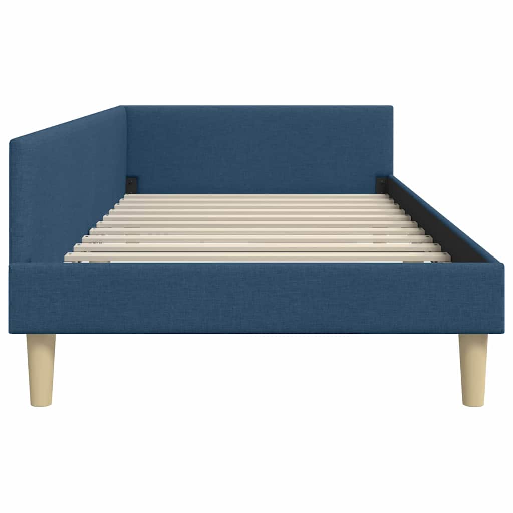 Corner Bed Frame Blue 90 x 200 cm Fabric and Engineered wood