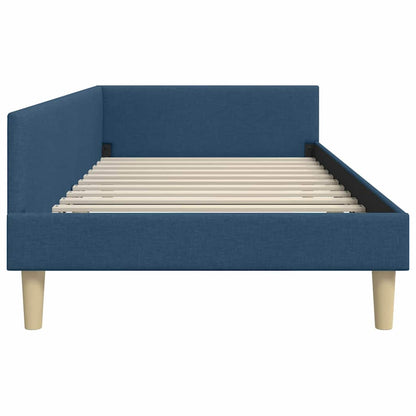 Corner Bed Frame Blue 90 x 200 cm Fabric and Engineered wood
