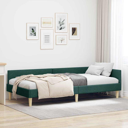 Corner Bed Frame Other with Headboard Dark green 100 x 200 cm