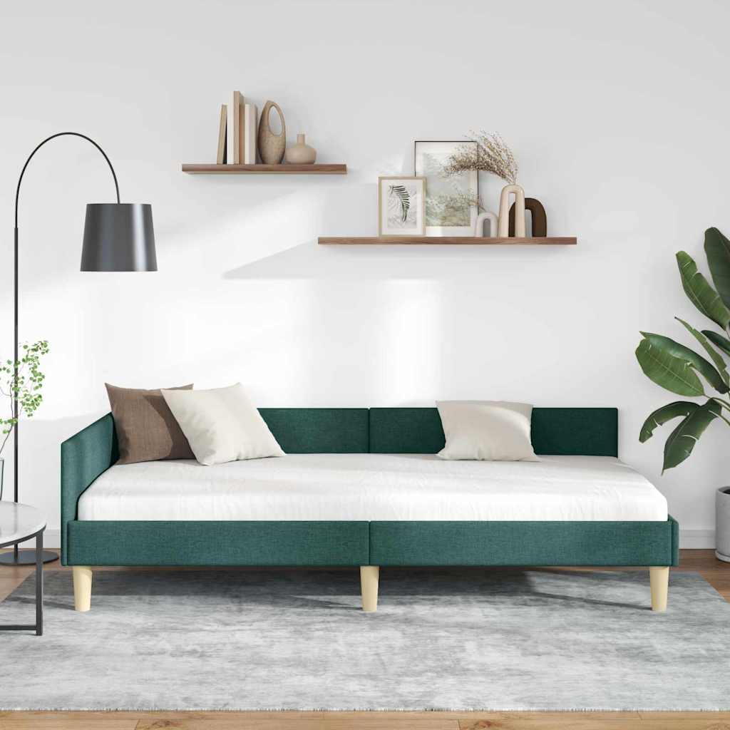 Corner Bed Frame Other with Headboard Dark green 100 x 200 cm