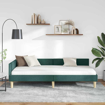 Corner Bed Frame Other with Headboard Dark green 100 x 200 cm