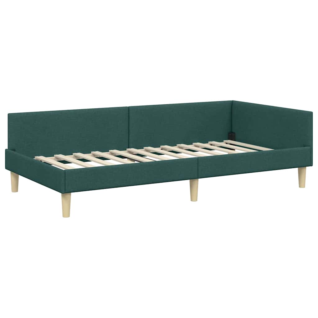 Corner Bed Frame Other with Headboard Dark green 100 x 200 cm