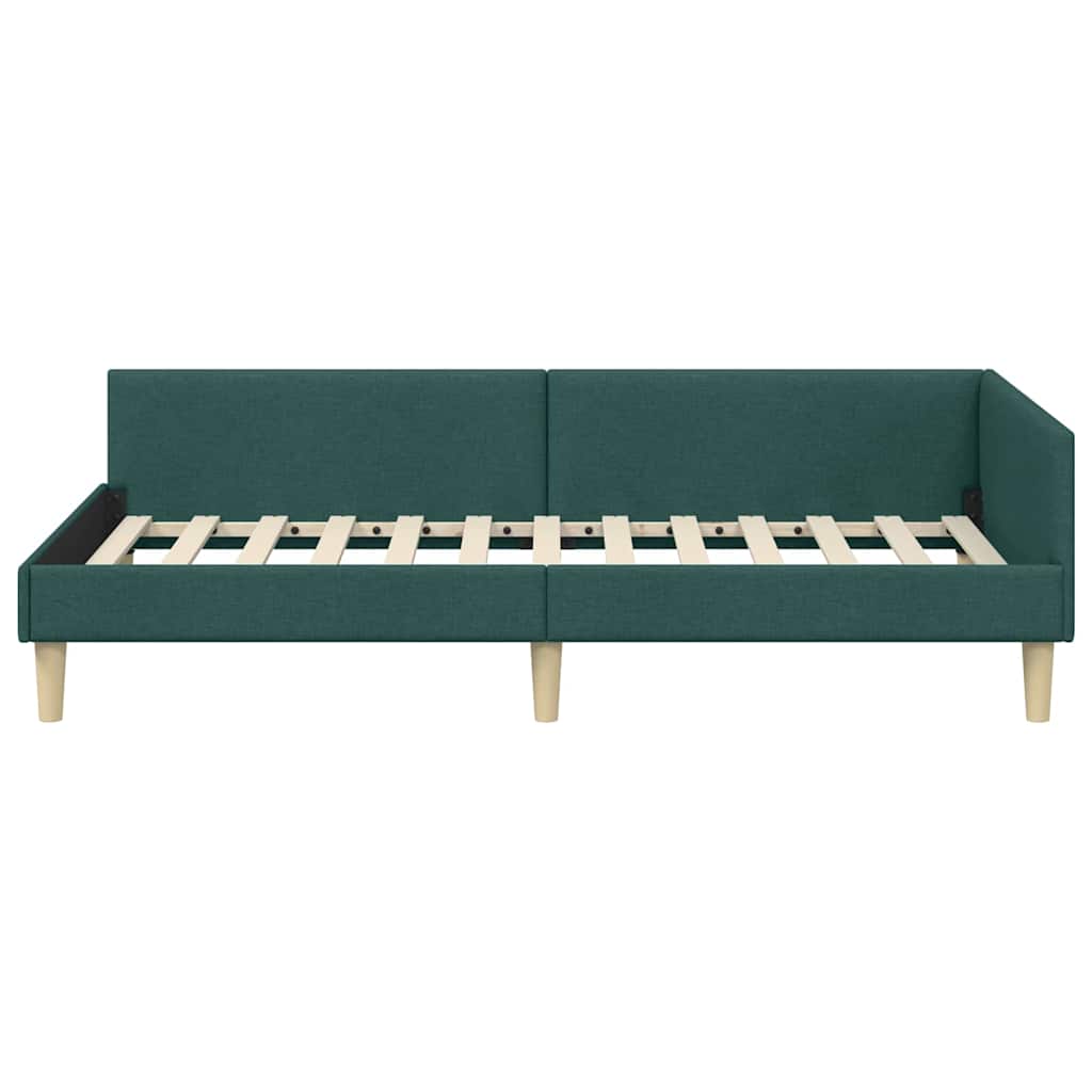 Corner Bed Frame Other with Headboard Dark green 100 x 200 cm