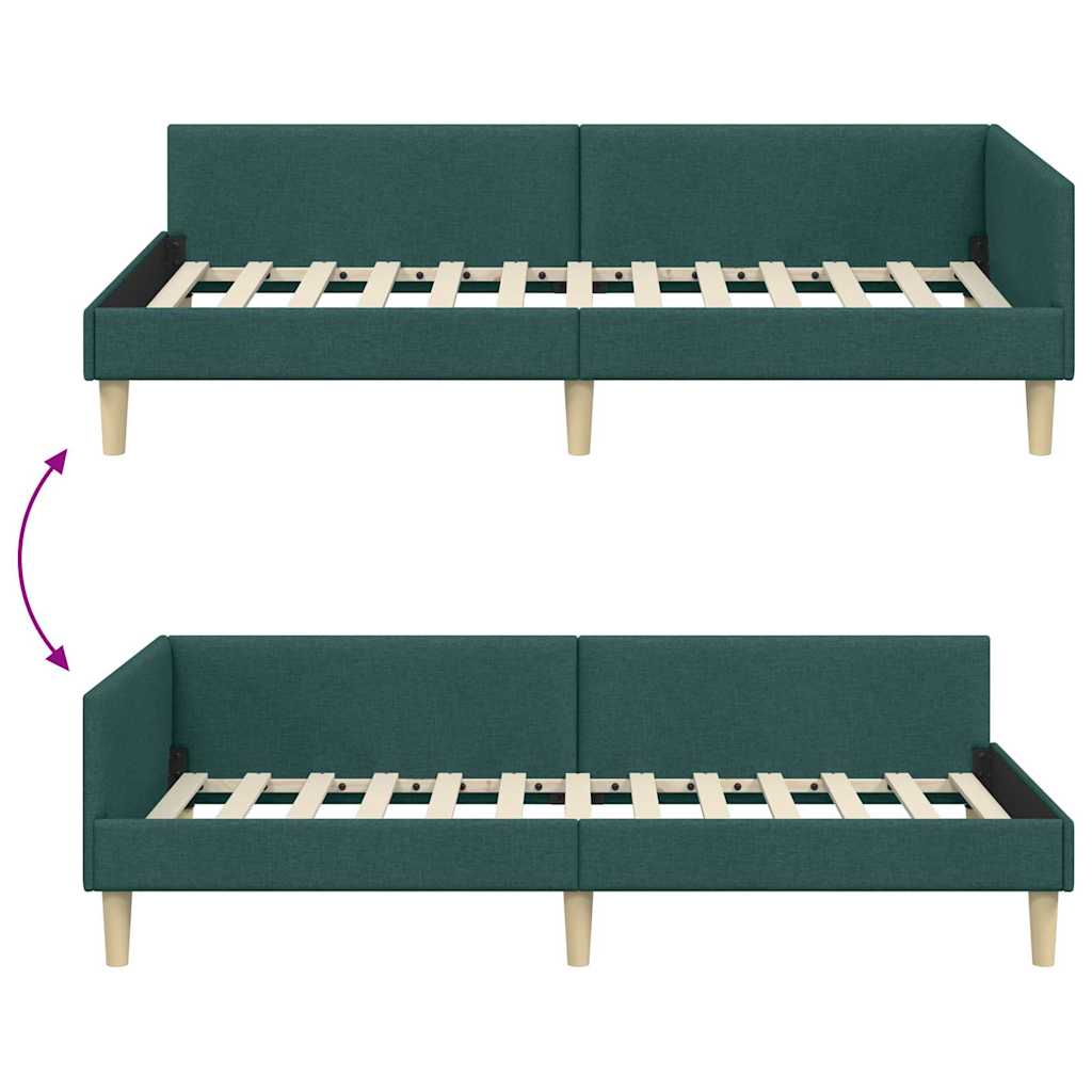 Corner Bed Frame Other with Headboard Dark green 100 x 200 cm