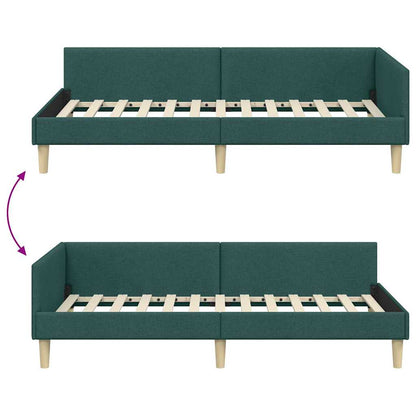 Corner Bed Frame Other with Headboard Dark green 100 x 200 cm