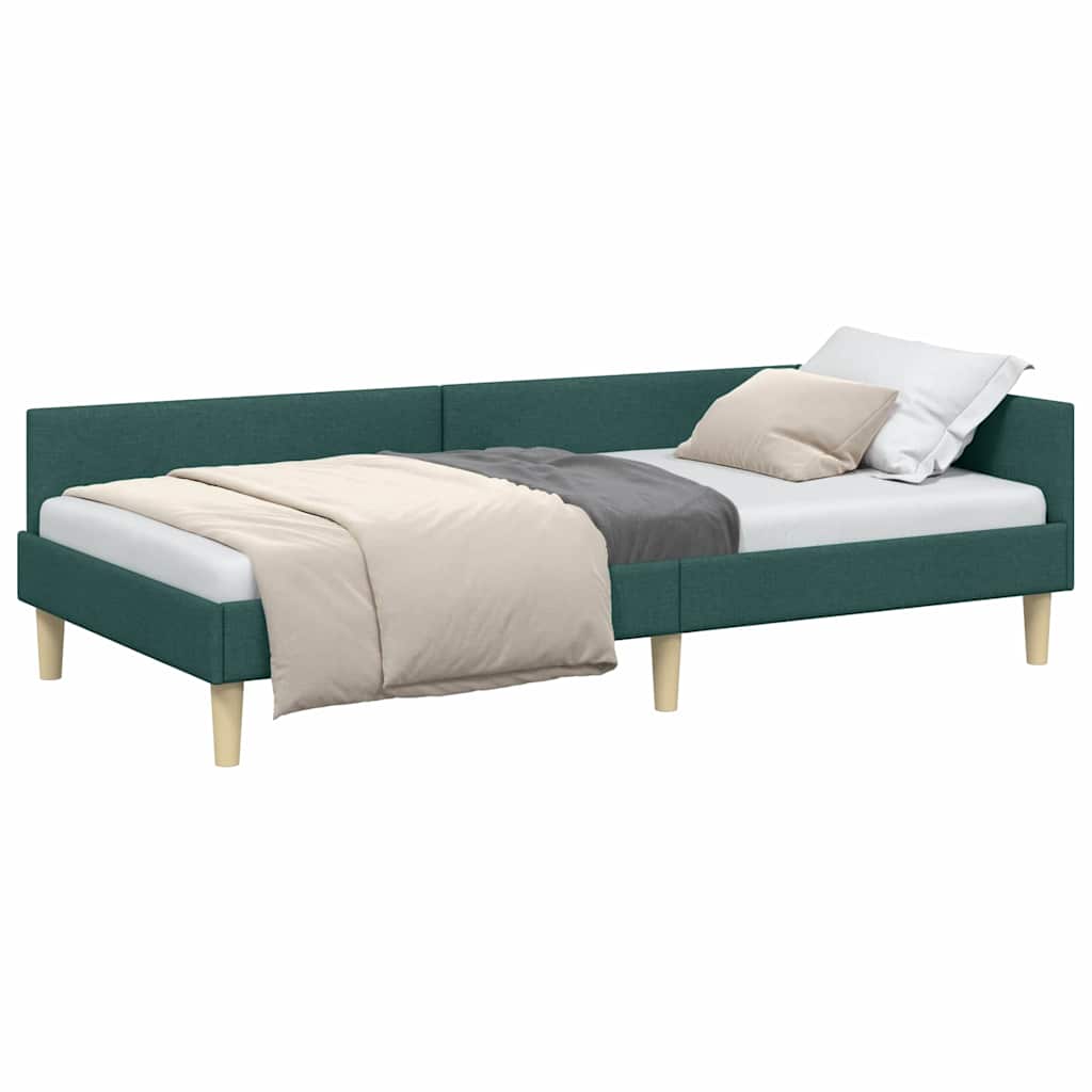 Corner Bed Frame Other with Headboard Dark green 100 x 200 cm