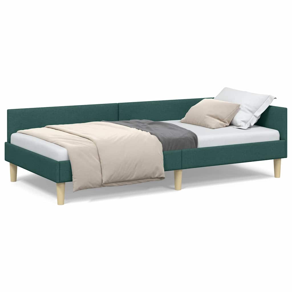 Corner Bed Frame Other with Headboard Dark green 100 x 200 cm