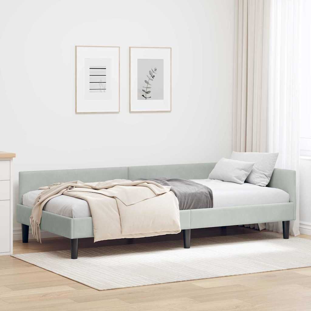 Corner Bed Frame with Headboard Manual Light grey 80 x 200 cm