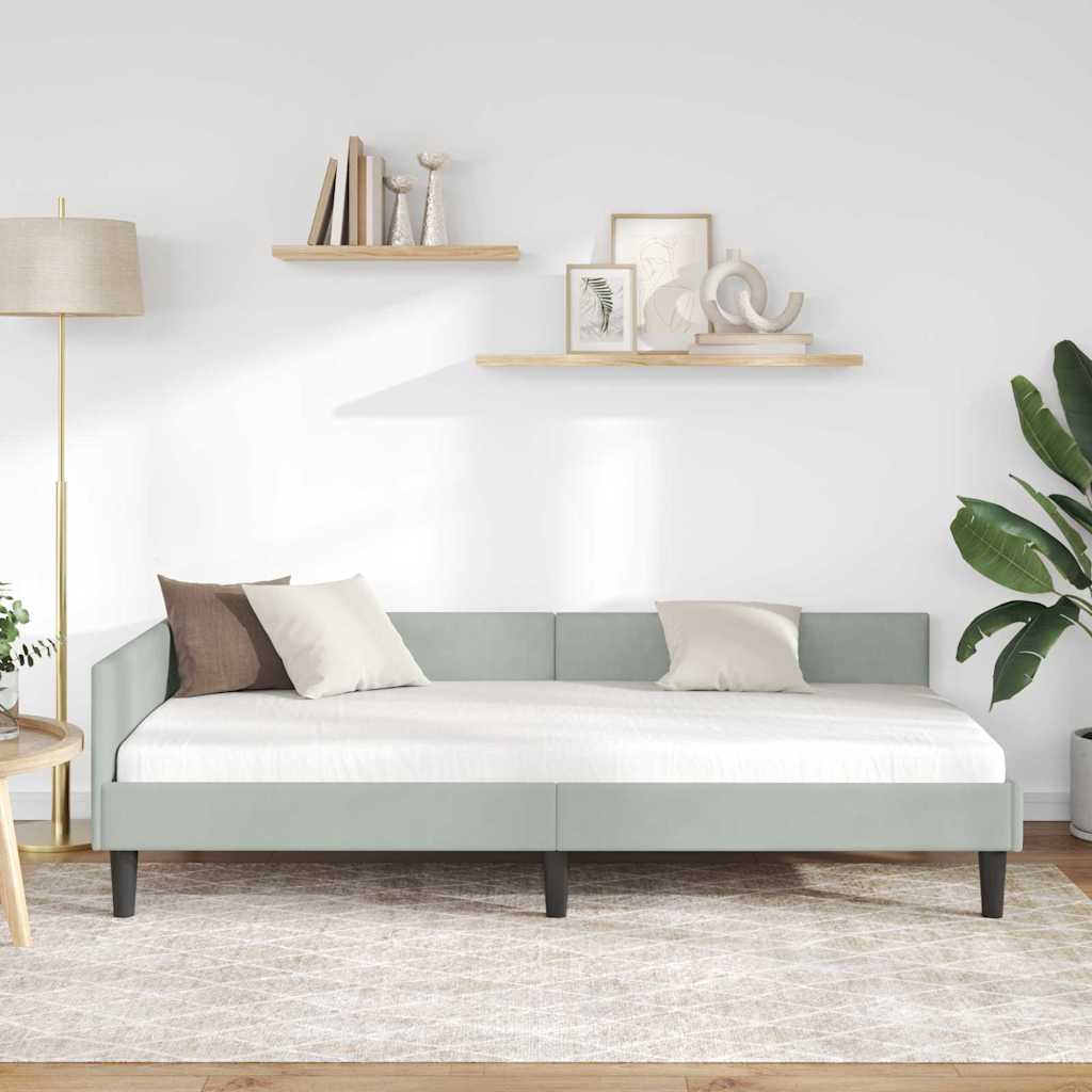 Corner Bed Frame with Headboard Manual Light grey 80 x 200 cm