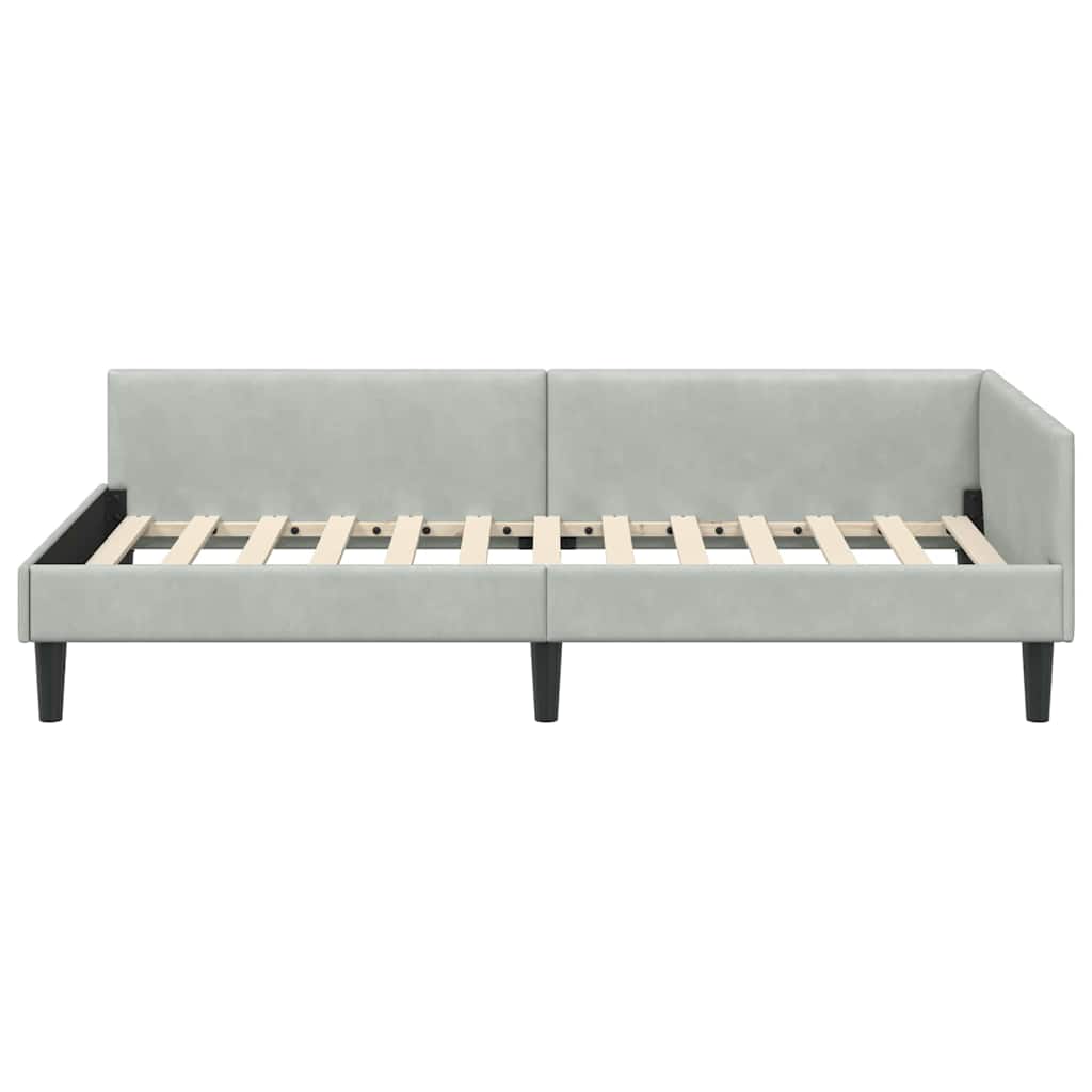 Corner Bed Frame with Headboard Manual Light grey 80 x 200 cm