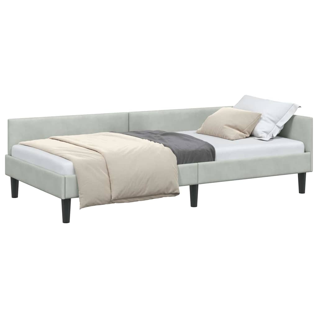 Corner Bed Frame with Headboard Manual Light grey 80 x 200 cm