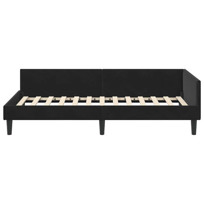 Corner Bed Frame Black 80 x 200 cm Velvet and Engineered wood