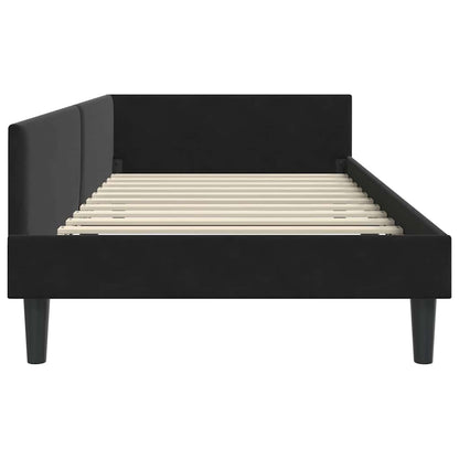 Corner Bed Frame Black 80 x 200 cm Velvet and Engineered wood
