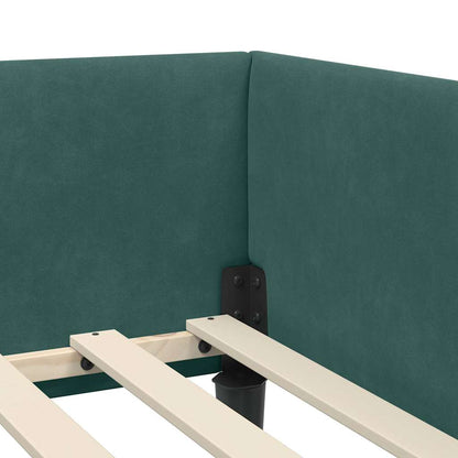 Corner Bed Frame with Headboard Manual Dark green 90 x 190 cm