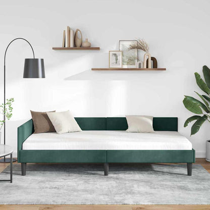 Corner Bed Frame with Headboard Manual Dark green 90 x 190 cm