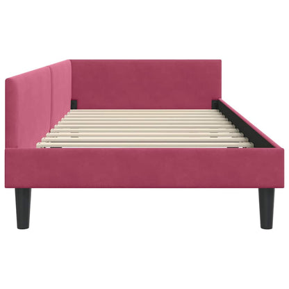Corner Bed Frame with Headboard Manual Wine red 90 x 190 cm