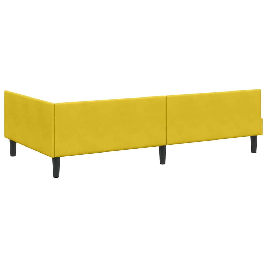 Corner Bed Frame Yellow 90 x 190 cm Velvet and Engineered wood
