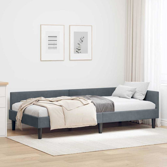Corner Bed Frame with Headboard Dark grey 90 x 200 cm