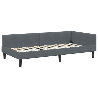 Corner Bed Frame with Headboard Manual Dark grey 90 x 200 cm