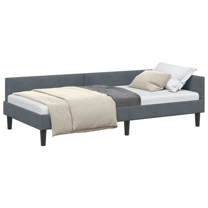 Corner Bed Frame with Headboard Manual Dark grey 90 x 200 cm