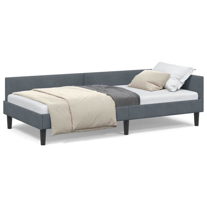 Corner Bed Frame with Headboard Manual Dark grey 90 x 200 cm