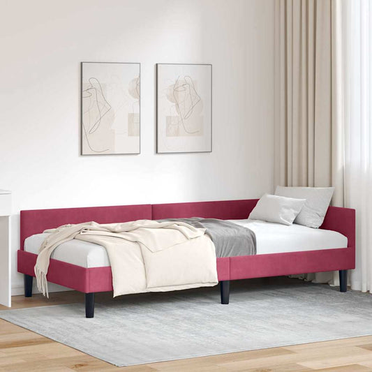 Corner Bed Frame with Headboard Wine red 100 x 200 cm