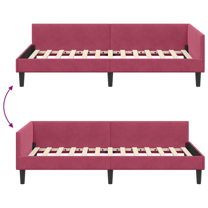 Corner Bed Frame with Headboard Wine red 100 x 200 cm