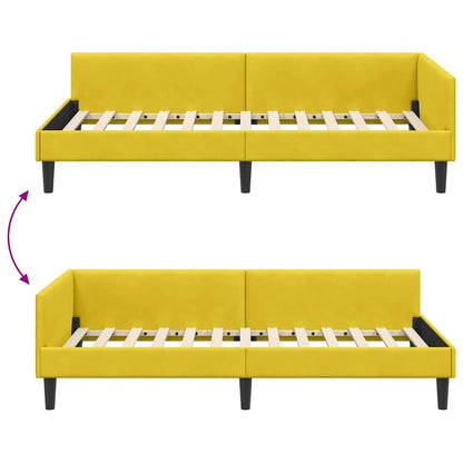 Corner Bed Frame Yellow 100 x 200 cm Velvet and Engineered wood
