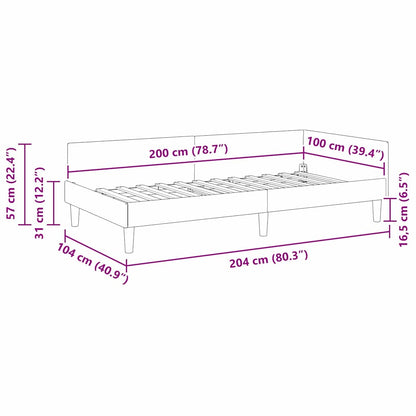 Corner Bed Frame Yellow 100 x 200 cm Velvet and Engineered wood
