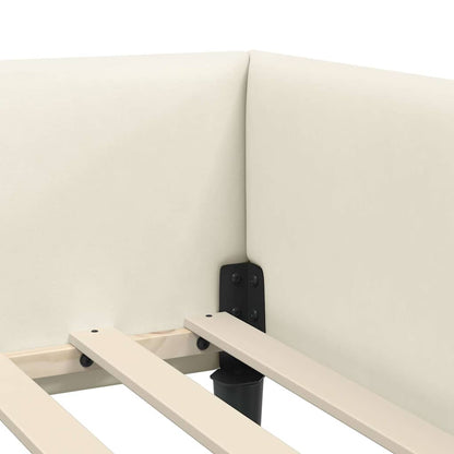 Corner Bed Frame Cream 100 x 200 cm Velvet and Engineered wood