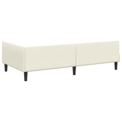 Corner Bed Frame Cream 100 x 200 cm Velvet and Engineered wood