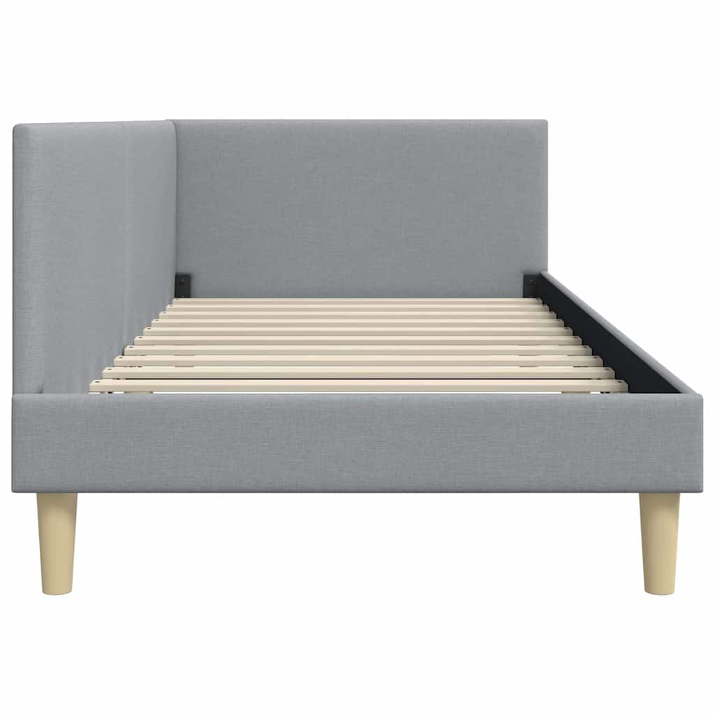 Corner Bed Frame with Headboard Light grey 80 x 200 cm