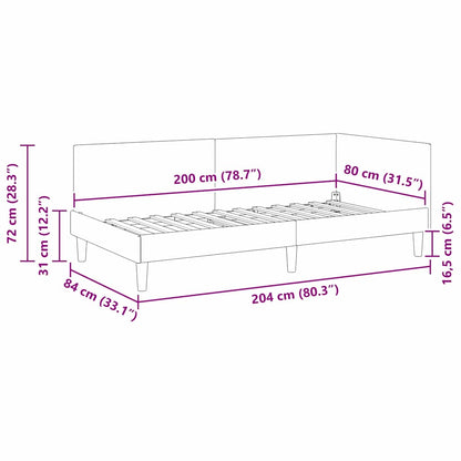 Corner Bed Frame Other with Headboard Dark grey 80 x 200 cm