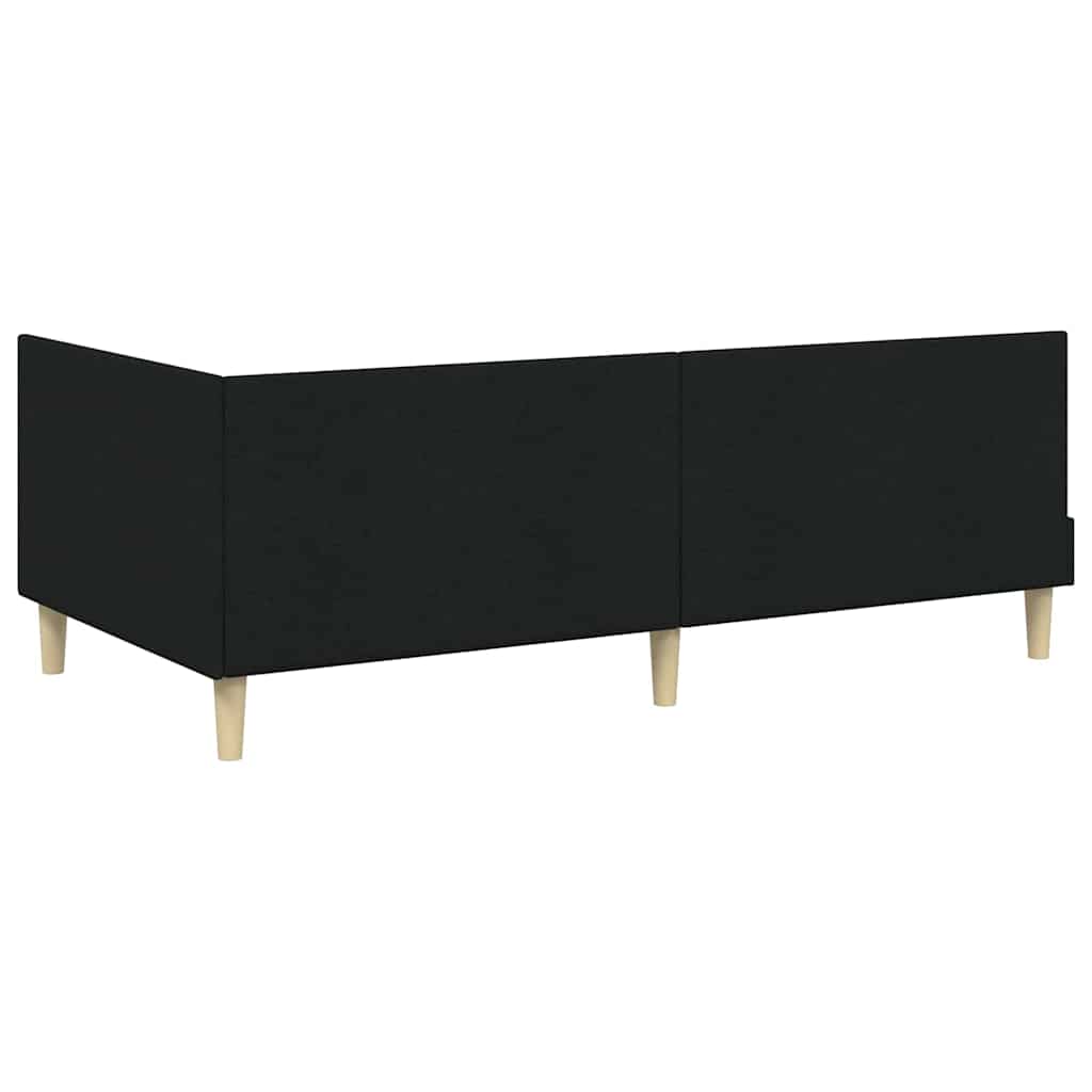 Corner Bed Frame Black 80 x 200 cm Fabric and Engineered wood