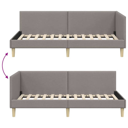 Corner Bed Frame Taupe 80 x 200 cm Fabric and Engineered wood