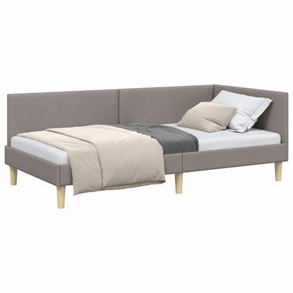 Corner Bed Frame Taupe 80 x 200 cm Fabric and Engineered wood