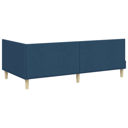 Corner Bed Frame Blue 80 x 200 cm Fabric and Engineered wood