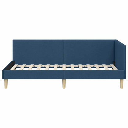 Corner Bed Frame Blue 80 x 200 cm Fabric and Engineered wood