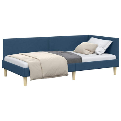 Corner Bed Frame Blue 80 x 200 cm Fabric and Engineered wood